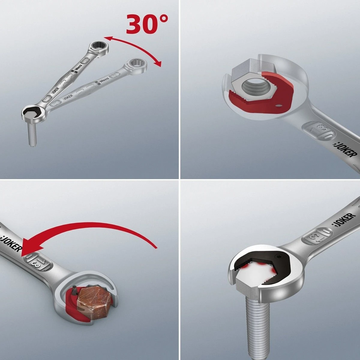 Wera 020013 Joker 11 Piece Ratcheting Combination Spanner Set 8-19mm 4 Wera 020013 Joker 11 Piece Ratcheting Combination Spanner Set 8-19mm - Image 2