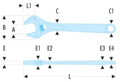Facom 101.12G Bi-Material 'Quick-Adjust' Adjustable Wrench 12" (300mm) -Quality Tool Store 101.8G DIMENSIONS