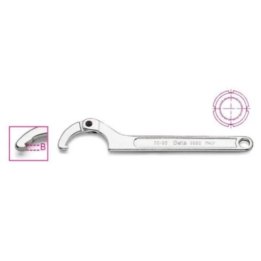 Beta 99SQ Hinged Hook Spanner With Square Nose For Ring Nuts 80-120mm