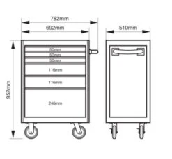 Bahco 1472K6BLACK E72 6 Drawer 26" Mobile Roller Cabinet Black 11 Bahco 1472K6BLACK E72 6 Drawer 26" Mobile Roller Cabinet Black -Quality Tool Store 1472K6 DIMS