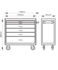 Bahco 1475KXL6RED C75 40″ 6 Drawer Mobile Roller Cabinet Red -Quality Tool Store 1475kxl6 dims