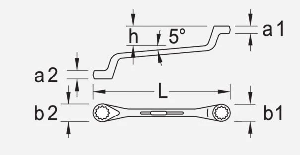 Gedore 2 Metric Double End Offset Ring Spanner Wrench 19x24mm 4 Gedore 2 Metric Double End Offset Ring Spanner Wrench 19x24mm - Image 2