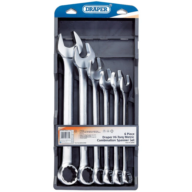 Draper 26695 6 Piece Heavy Duty Combination Spanner Set 34-50mm (Large Sizes) 3 Draper 26695 6 Piece Heavy Duty Combination Spanner Set 34-50mm (Large Sizes)