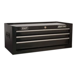 Sealey AP22BSTACK 14 Drawer Tool Box Stack - Roll Cab, Top &amp; Mid Chests - Black -Quality Tool Store AP223B