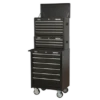 Sealey AP22BSTACK 14 Drawer Tool Box Stack - Roll Cab, Top &amp; Mid Chests - Black -Quality Tool Store AP22BSTACK PIC2