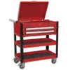 Sealey AP760M Heavy-Duty Mobile Tool &amp; Parts Trolley 2 Drawers &amp; Lockable Top - Red -Quality Tool Store AP760M