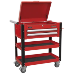 Sealey AP760M Heavy-Duty Mobile Tool &amp; Parts Trolley 2 Drawers &amp; Lockable Top - Red