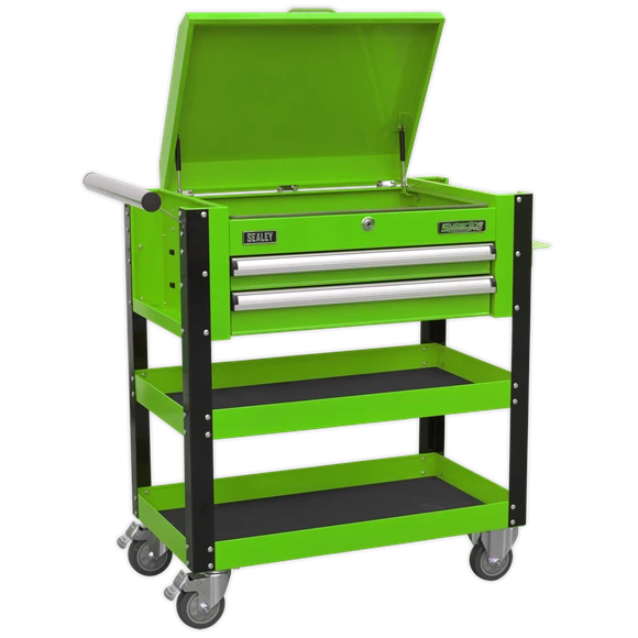 Sealey AP760MHV Heavy-Duty Mobile Tool & Parts Trolley 2 Drawers & Lockable Top - Green 8 Sealey AP760MHV Heavy-Duty Mobile Tool & Parts Trolley 2 Drawers & Lockable Top - Green - Image 6