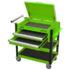 Sealey AP760MHV Heavy-Duty Mobile Tool &amp; Parts Trolley 2 Drawers &amp; Lockable Top - Green -Quality Tool Store AP760MHV DRAWERS OPEN PIC4 DFC33196