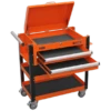 Sealey AP760MO Heavy-Duty Mobile Tool And Parts Trolley 2 Drawers And Lockable Top - Orange -Quality Tool Store AP760MO DRAWERS OPEN PIC3 DFC33187