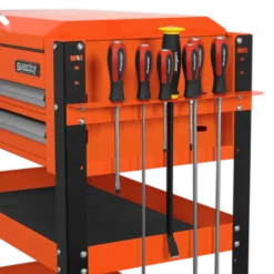 Sealey AP760MO Heavy-Duty Mobile Tool And Parts Trolley 2 Drawers And Lockable Top - Orange -Quality Tool Store AP760MO SCREWDRIVER RACK DFC33183
