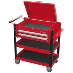 Sealey AP760M Heavy-Duty Mobile Tool &amp; Parts Trolley 2 Drawers &amp; Lockable Top - Red -Quality Tool Store AP760M PIC4 DFC33277
