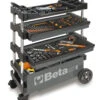 Beta C27S Folding Portable Collapsable Tool Trolley With Drawers Grey -Quality Tool Store C27 aperto G
