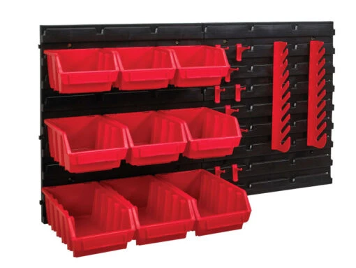 DeWALT Faithfull FAIPAN12KIT Wall Mounted Organiser Storage Rack 22 Pieces, Includes 9 Bins