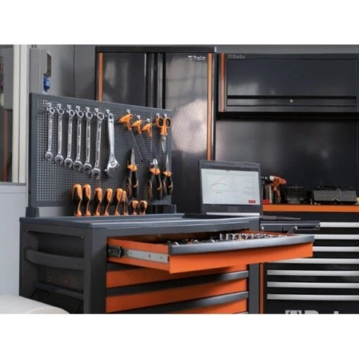 Beta RSC24/8 8 Drawer Mobile Roller Cabinet Orange With Grey Sides - Image 2