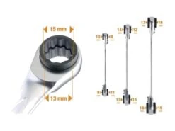 Bahco S4RM/3T 3 Piece Double Twin End Ratchet Ring Spanner Set 4in1 8-19mm (12 Sizes) 7 Bahco S4RM/3T 3 Piece Double Twin End Ratchet Ring Spanner Set 4in1 8-19mm (12 Sizes) -Quality Tool Store S4RM3T 2