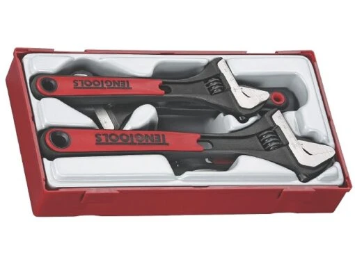 Teng TTADJ04 4 Pce Adjustable Spanner/Wrench Set 6", 8", 10" &amp; 8" Wide Jaw In Tool Box Tray - Image 2
