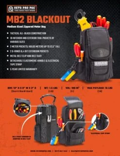 Veto Pro Pac MB2 BLACKOUT Meter Bag / Tool Pouch -Quality Tool Store mb2 blackout final sell sheet webres